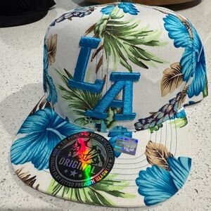 Tropical Blue Floral Kids Cap